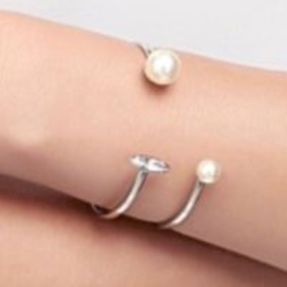 MIMCO Silver Pearl Bangle Bracelet Cuff AS NEW - Picture 3 of 5